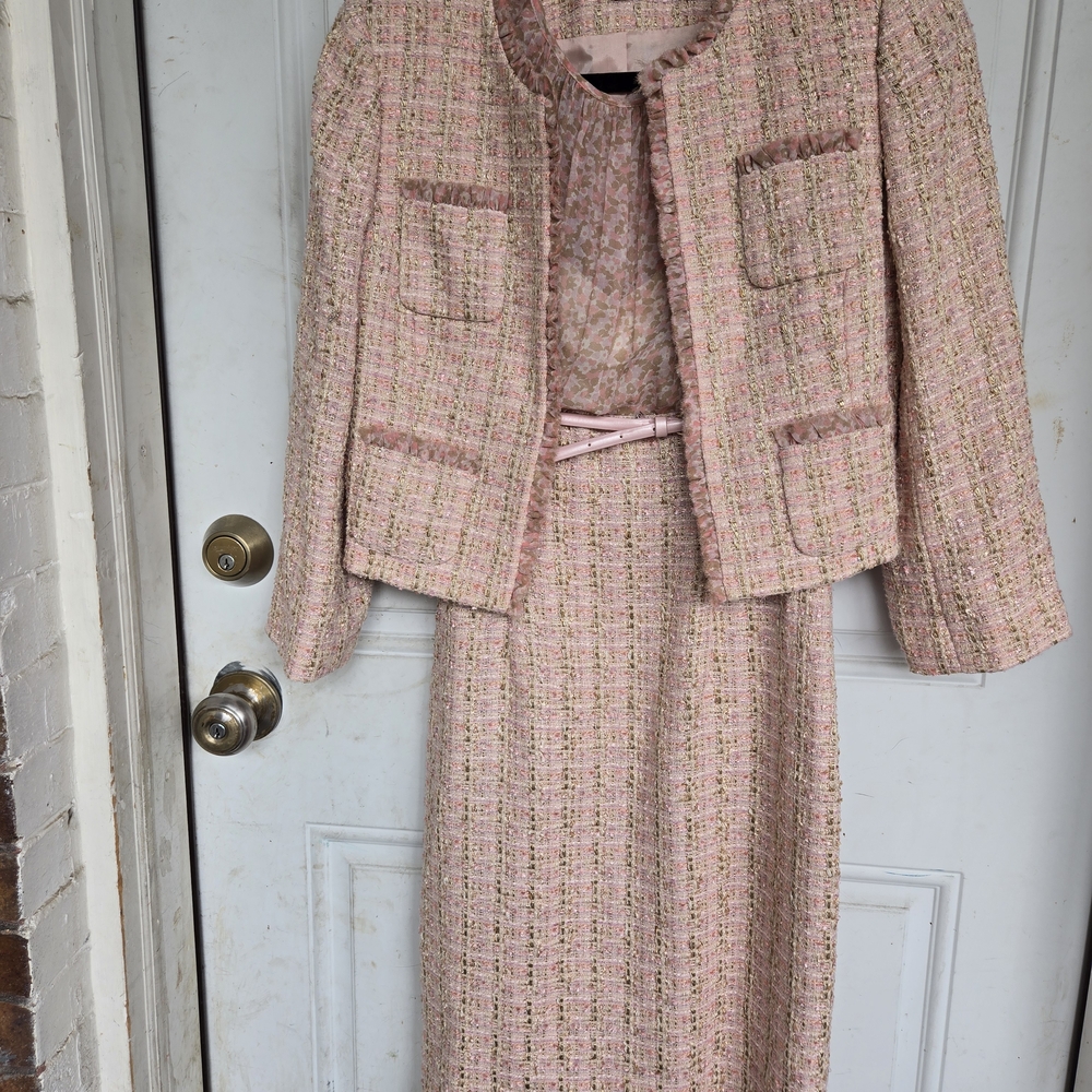 Tahari Pink Ribbed Dress with Jacket
